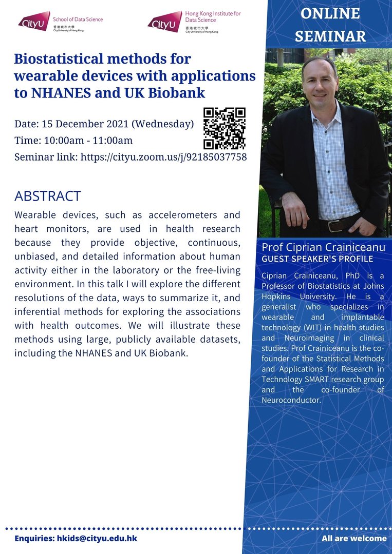 Biostatistical methods for wearable devices with applications to NHANES and UK Biobank
