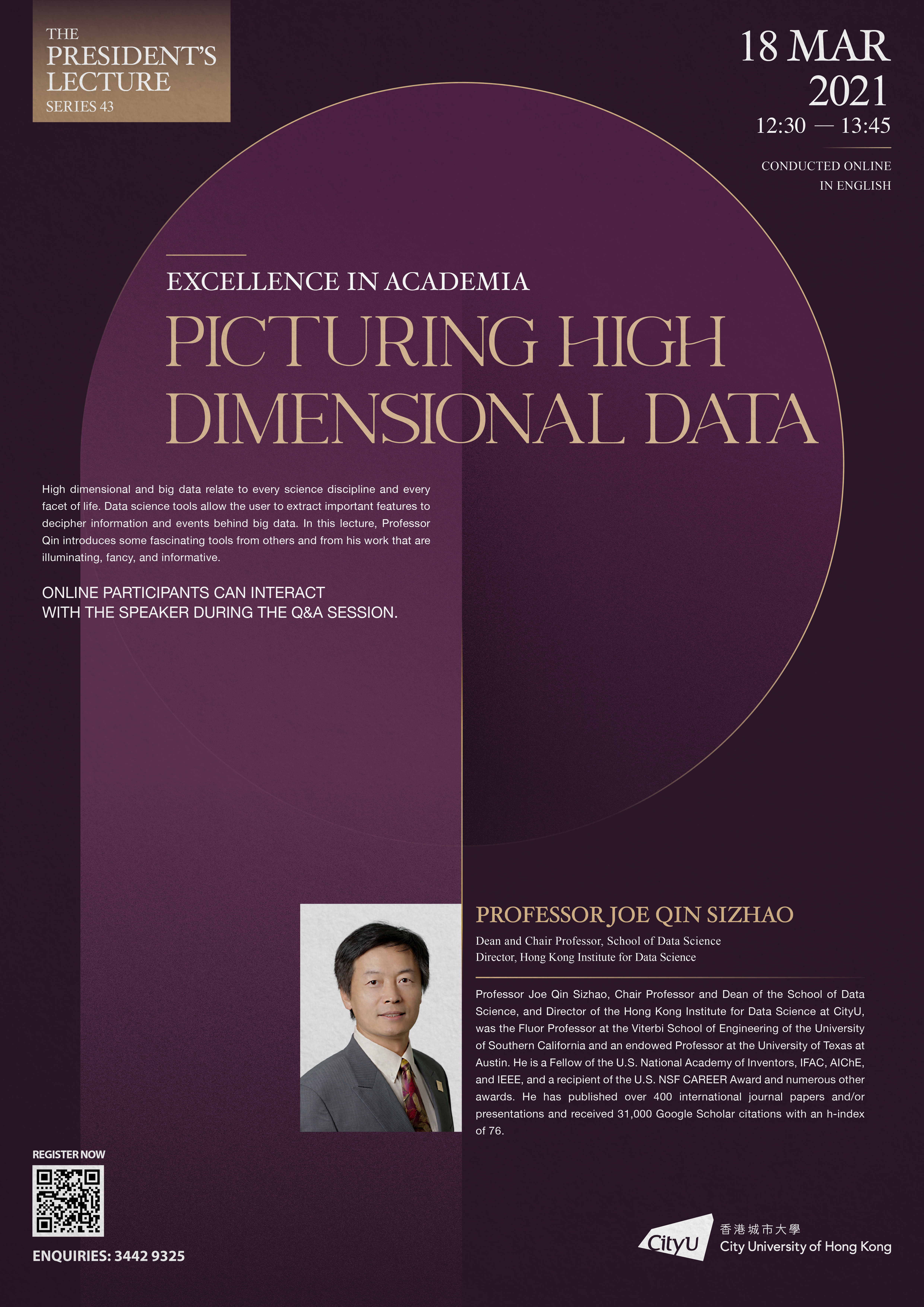 PICTURING HIGH DIMENSIONAL DATA - Professor Joe Qin Sizhao