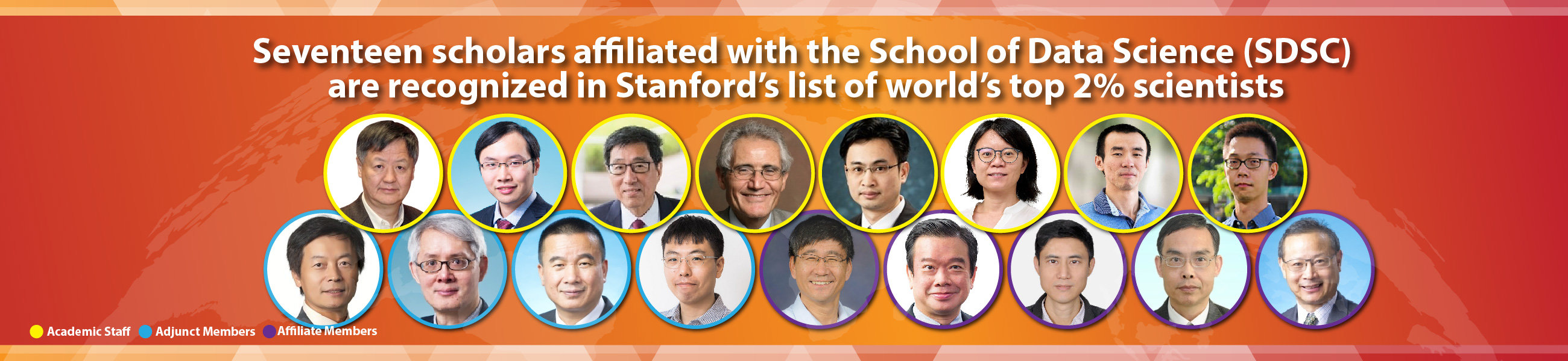 Seventeen Scholars affiliated with the School of Data Science (SDSC) are recognized in Stanford’s List of World’s Top 2% Scientists